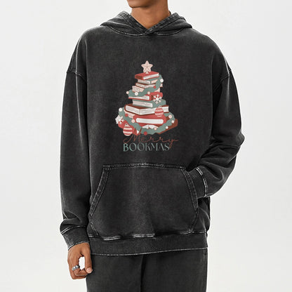 Pagewings Merry Bookmas Unisex Washed Hoodie