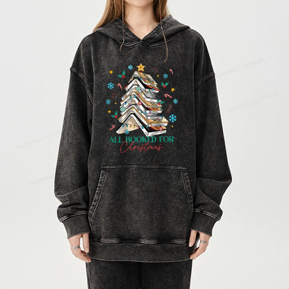 Pagewings Fourth Wing All Booked For Christmas Unisex Washed Hoodie