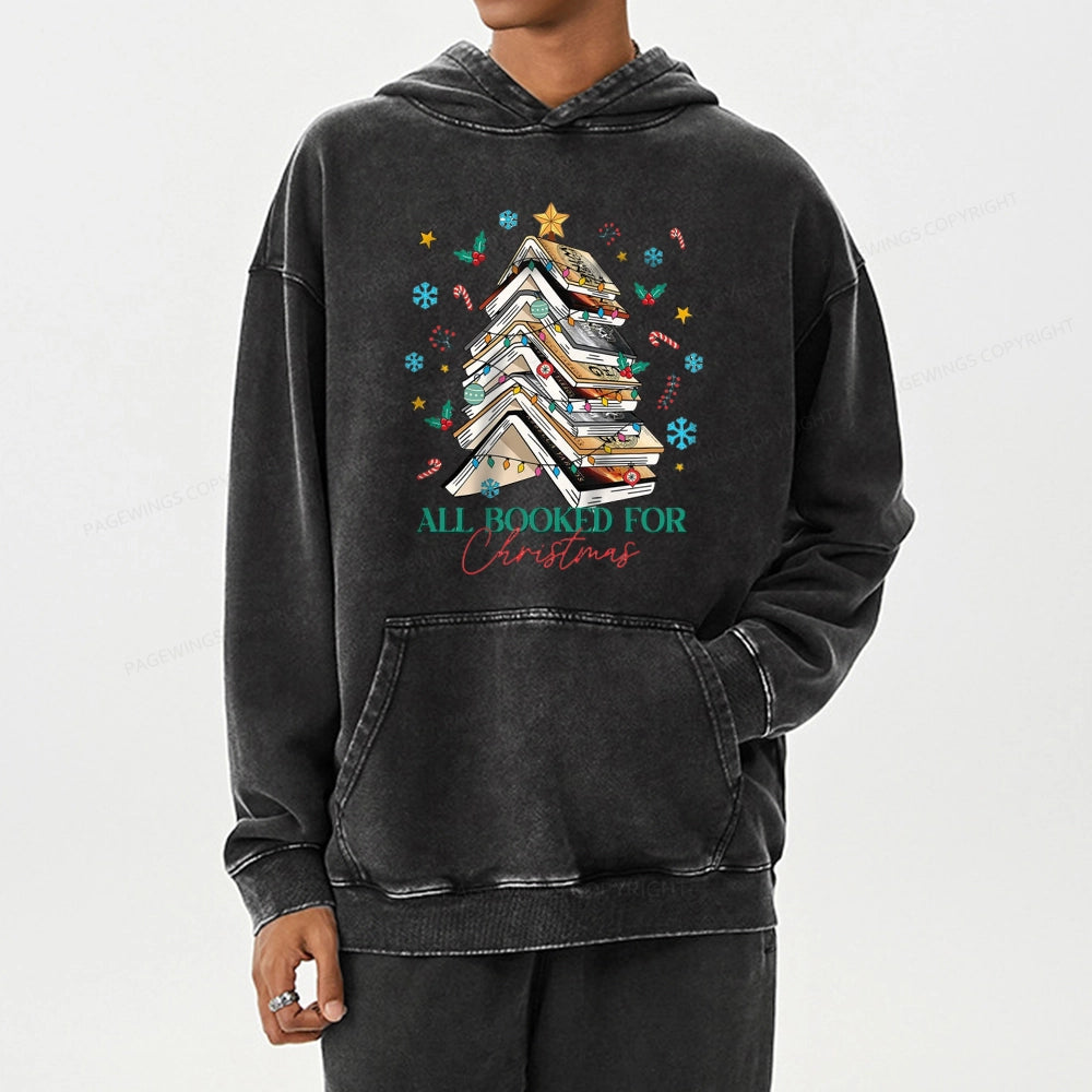 Pagewings Fourth Wing All Booked For Christmas Unisex Washed Hoodie
