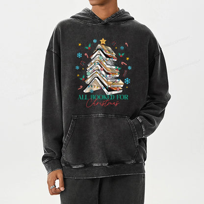 Pagewings Fourth Wing All Booked For Christmas Unisex Washed Hoodie
