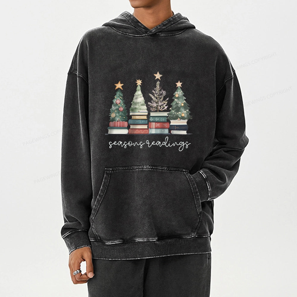 Pagewings Bookish Christmas Unisex Washed Hoodie