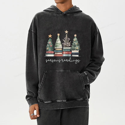 Pagewings Bookish Christmas Unisex Washed Hoodie