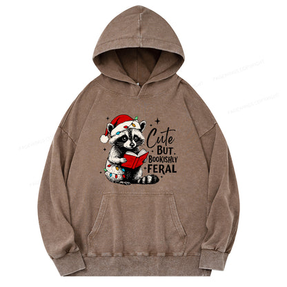 Pagewings Cute But Feral Unisex Washed Hoodie