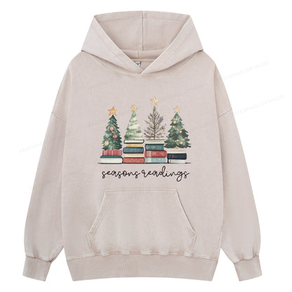 Pagewings Bookish Christmas Unisex Washed Hoodie