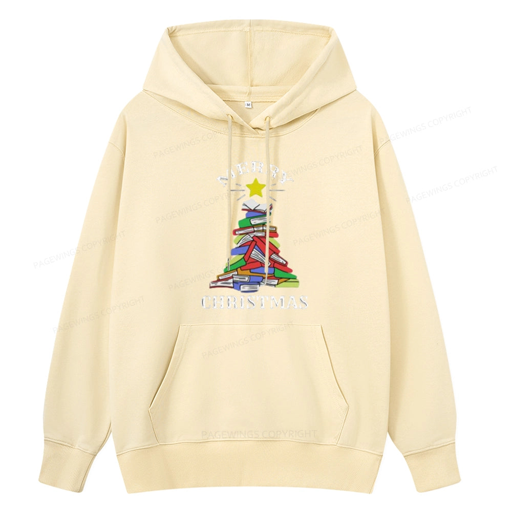Pagewings Merry Christmas Book Tree Unisex Classic Hoodie