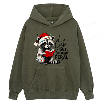 Pagewings Cute But Feral Unisex Washed Hoodie