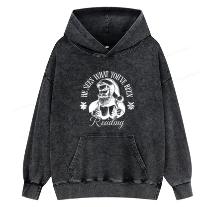 Pagewings He Sees What You've Been Reading Unisex Washed Hoodie