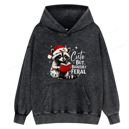 Pagewings Cute But Feral Unisex Washed Hoodie