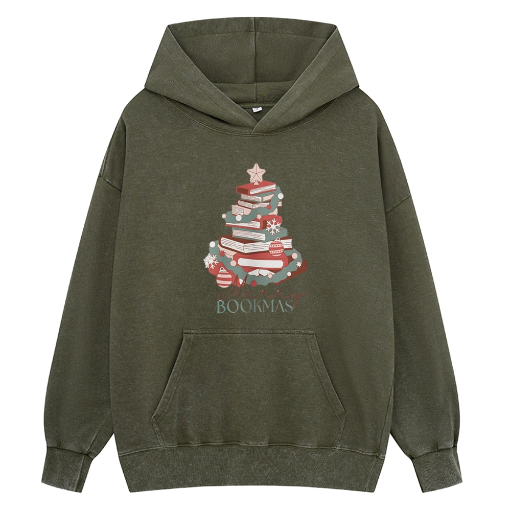 Pagewings Merry Bookmas Unisex Washed Hoodie