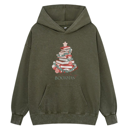 Pagewings Merry Bookmas Unisex Washed Hoodie