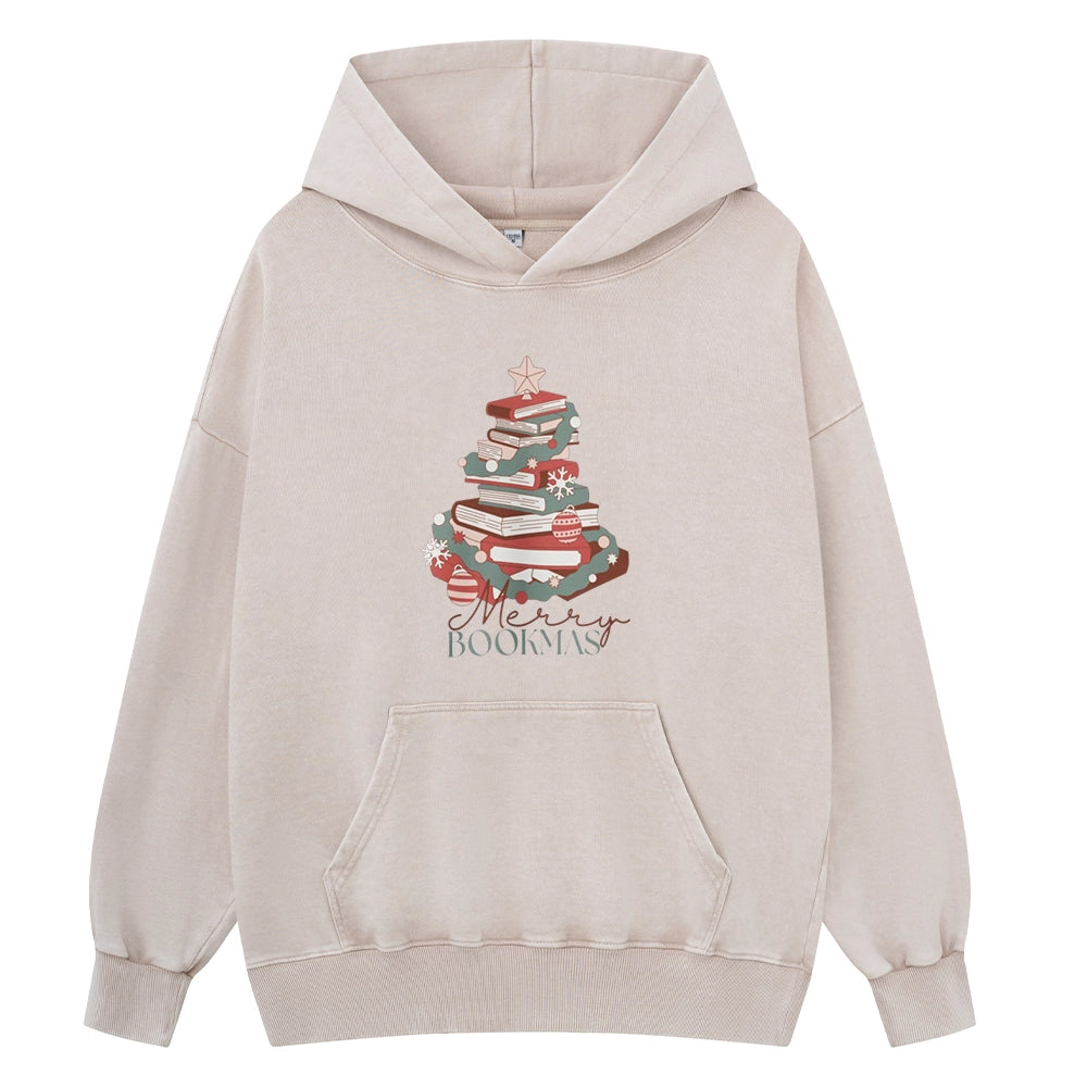Pagewings Merry Bookmas Unisex Washed Hoodie
