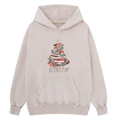 Pagewings Merry Bookmas Unisex Washed Hoodie
