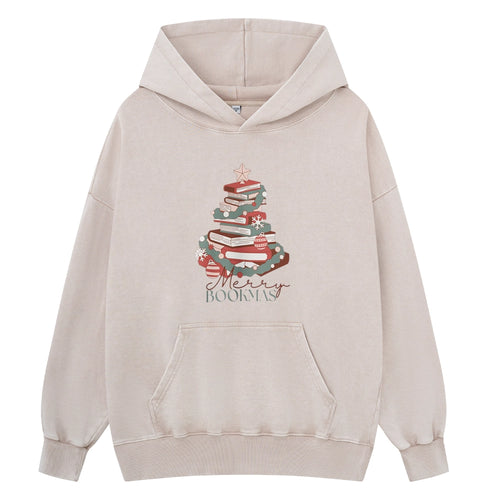 Pagewings Merry Bookmas Unisex Washed Hoodie