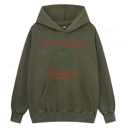 Pagewings All I Want For Christmas Is Books Unisex Washed Hoodie