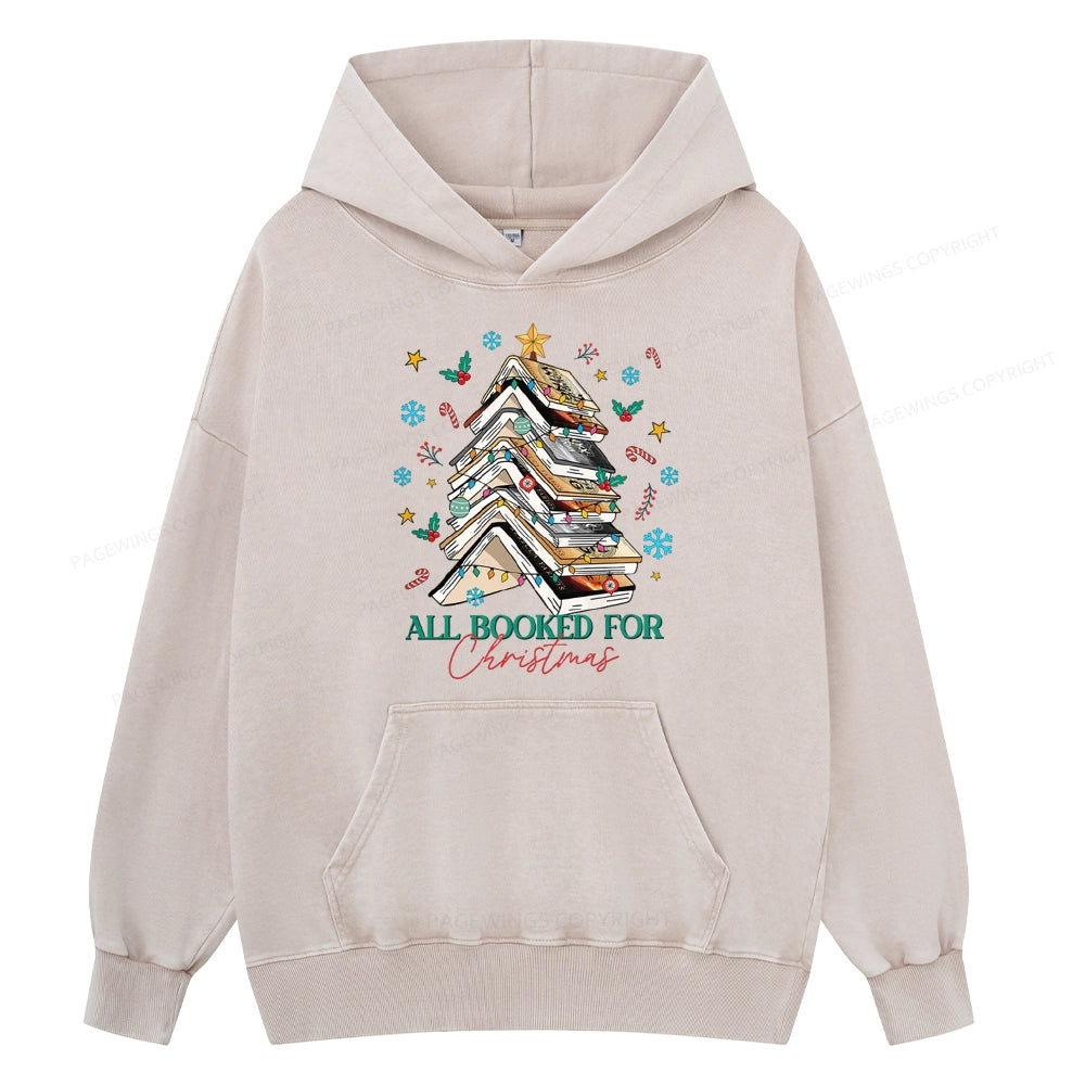 Pagewings Fourth Wing All Booked For Christmas Unisex Washed Hoodie