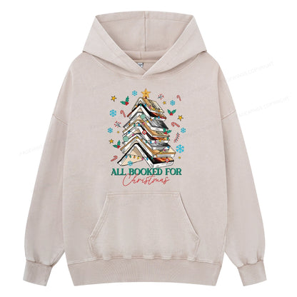 Pagewings Fourth Wing All Booked For Christmas Unisex Washed Hoodie