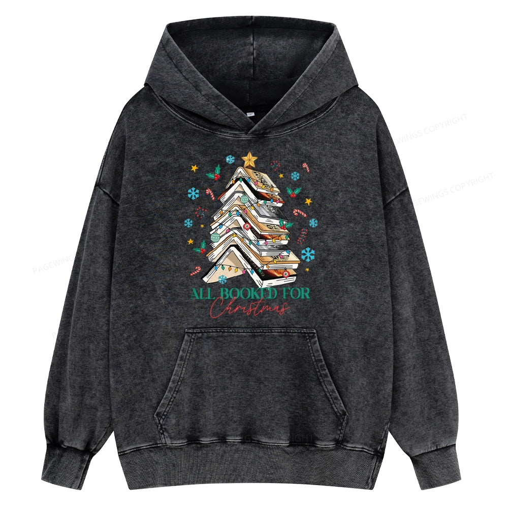 Pagewings Fourth Wing All Booked For Christmas Unisex Washed Hoodie