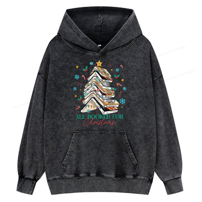 Pagewings Fourth Wing All Booked For Christmas Unisex Washed Hoodie