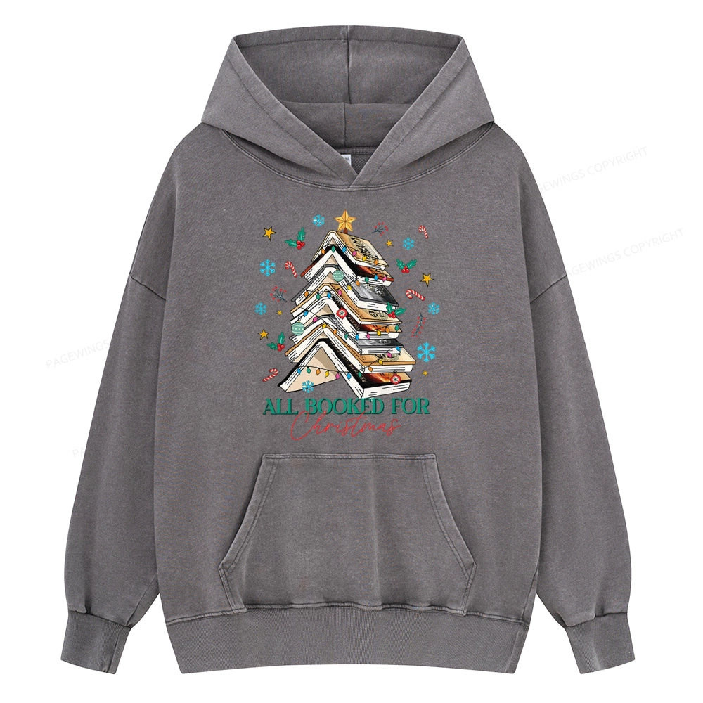 Pagewings Fourth Wing All Booked For Christmas Unisex Washed Hoodie