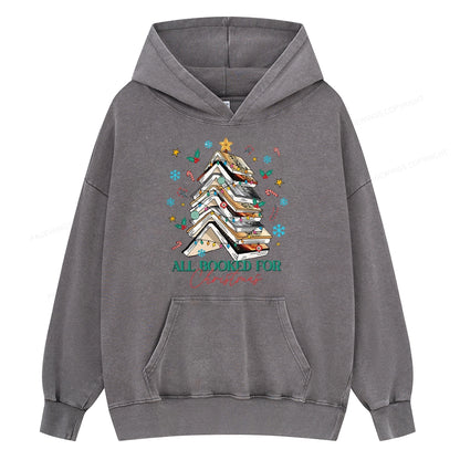 Pagewings Fourth Wing All Booked For Christmas Unisex Washed Hoodie