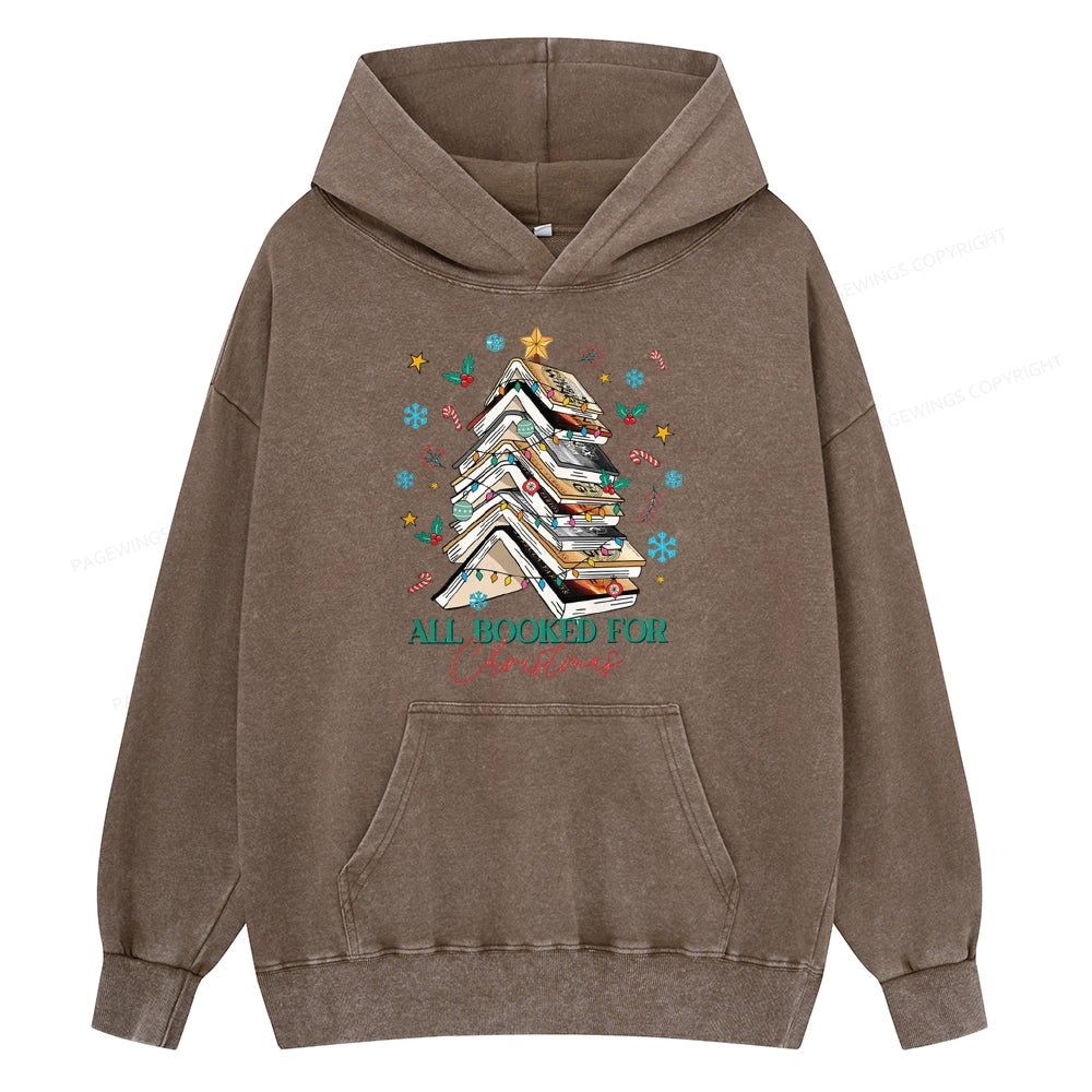 Pagewings Fourth Wing All Booked For Christmas Unisex Washed Hoodie
