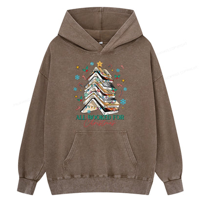 Pagewings Fourth Wing All Booked For Christmas Unisex Washed Hoodie