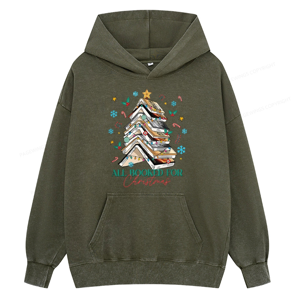 Pagewings Fourth Wing All Booked For Christmas Unisex Washed Hoodie