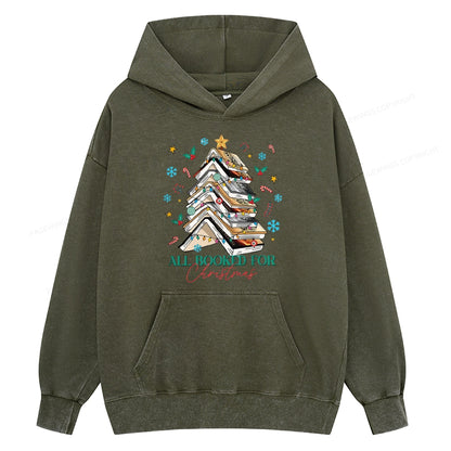 Pagewings Fourth Wing All Booked For Christmas Unisex Washed Hoodie