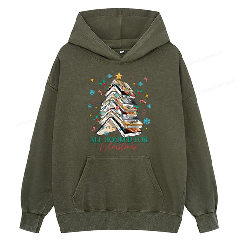 Pagewings Fourth Wing All Booked For Christmas Unisex Washed Hoodie
