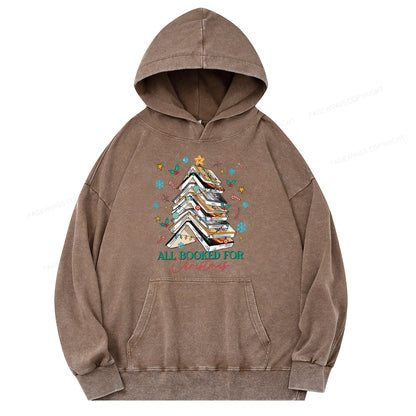 Pagewings Fourth Wing All Booked For Christmas Unisex Washed Hoodie