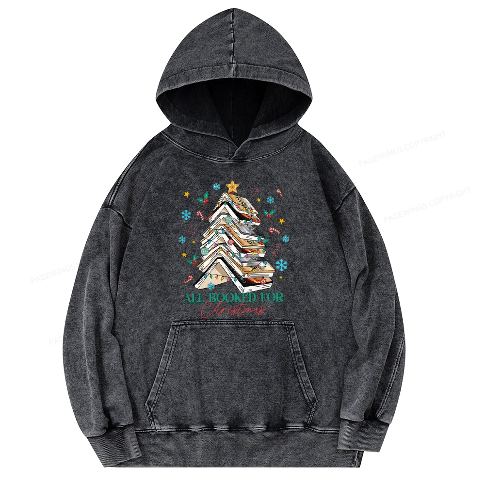 Pagewings Fourth Wing All Booked For Christmas Unisex Washed Hoodie