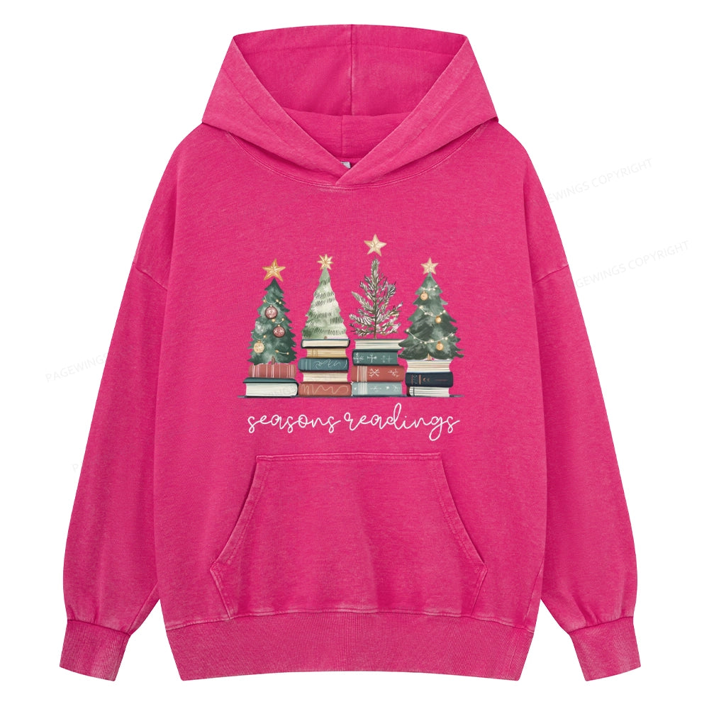 Pagewings Bookish Christmas Unisex Washed Hoodie