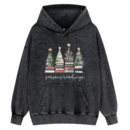 Pagewings Bookish Christmas Unisex Washed Hoodie
