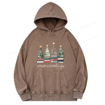 Pagewings Bookish Christmas Unisex Washed Hoodie