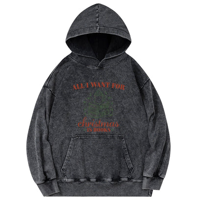 Pagewings All I Want For Christmas Is Books Unisex Washed Hoodie