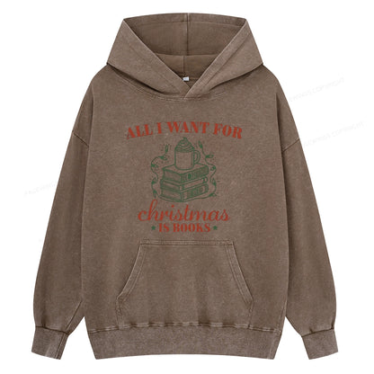 Pagewings All I Want For Christmas Is Books Unisex Washed Hoodie