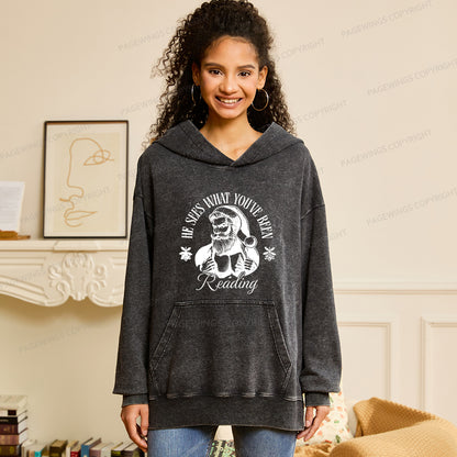 Pagewings He Sees What You've Been Reading Unisex Washed Hoodie