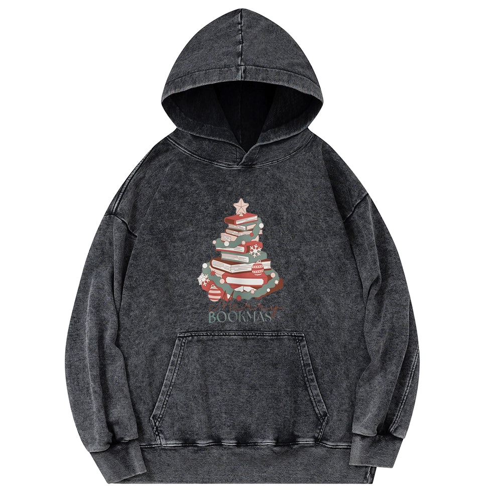 Pagewings Merry Bookmas Unisex Washed Hoodie