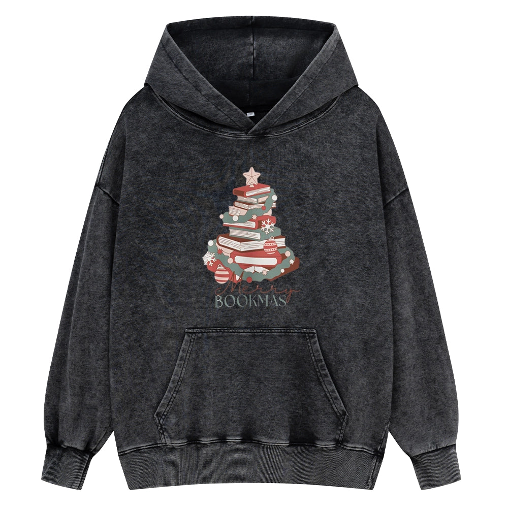 Pagewings Merry Bookmas Unisex Washed Hoodie