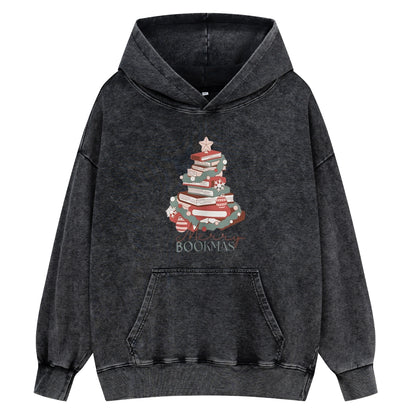 Pagewings Merry Bookmas Unisex Washed Hoodie