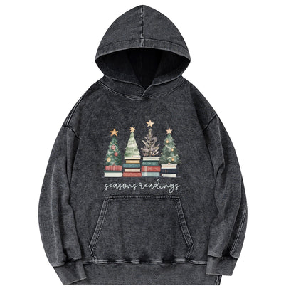 Pagewings Bookish Christmas Unisex Washed Hoodie
